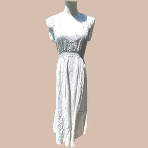 Free People size S/P cottagecore lace cotton maxi  cut out‎ back waist tie dress